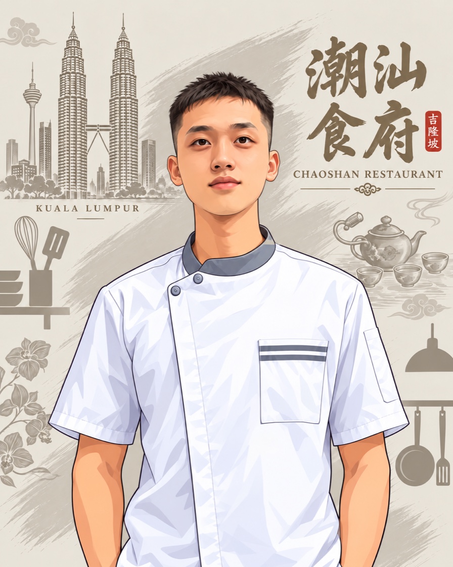潮汕食府林大厨 · 潮汕特色点心主厨人物插画