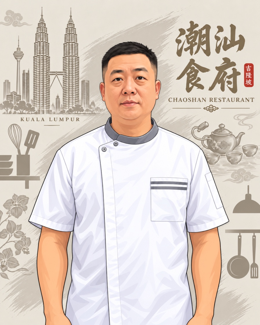 潮汕食府傅大厨 · 潮菜厨师 · 后厨主管人物插画