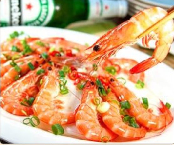 潮汕食府菜单菜品：M17 白切老虎虾（活）/500g Poached Live Tiger Prawns / 500g