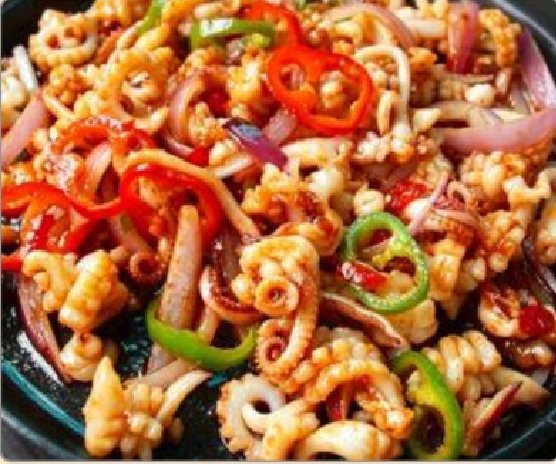 潮汕食府菜单菜品：T4 铁板鱿鱼 Sizzling Squid