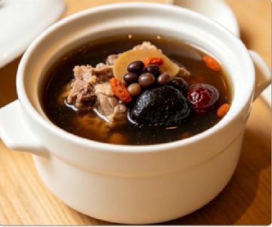 潮汕食府菜单菜品：D6 生熟地乌豆炖龙骨汤 Rehmannia and Black Bean Pork Bone Soup