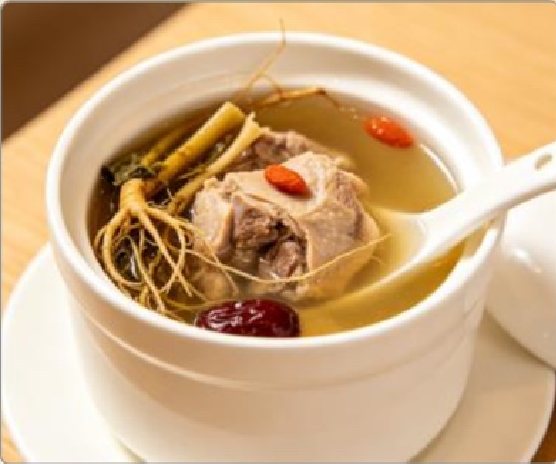 潮汕食府菜单菜品：D7 养肝草炖老鸡汤 Herbal Old Chicken Soup