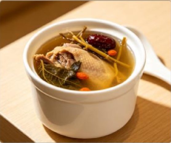 潮汕食府菜单菜品：D8 金线莲炖老鸽汤 Jewel Orchid and Old Pigeon Soup