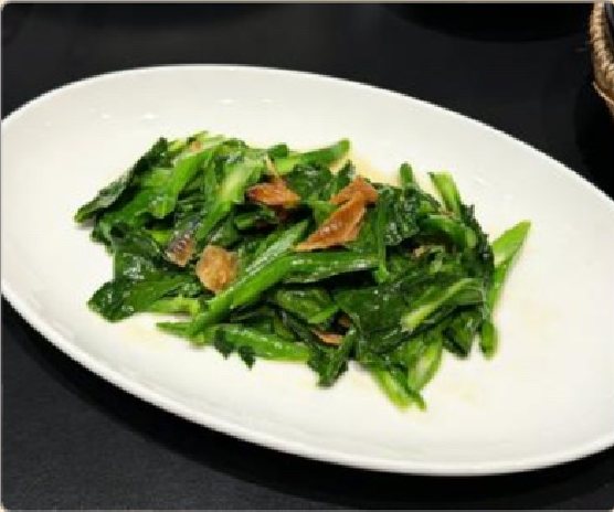 潮汕食府菜单菜品：H1 经典大地鱼干炒芥兰 Chinese Kale with Dried Sole